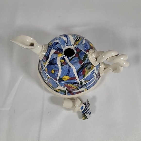 Unique Whimsical Abstract Handmade Studio Art Pottery Teapot Gail Pittman - Picture 3 of 10